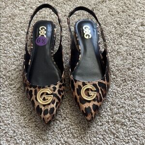 G by Guess Brown Leopard Flats with Gold Accent